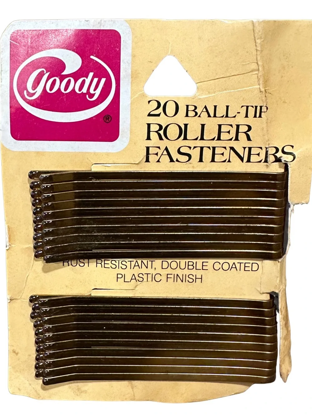 Vintage 1977 Goody 20 Count Ball-Tip Roller Fasteners Hair Pins #820 Brown